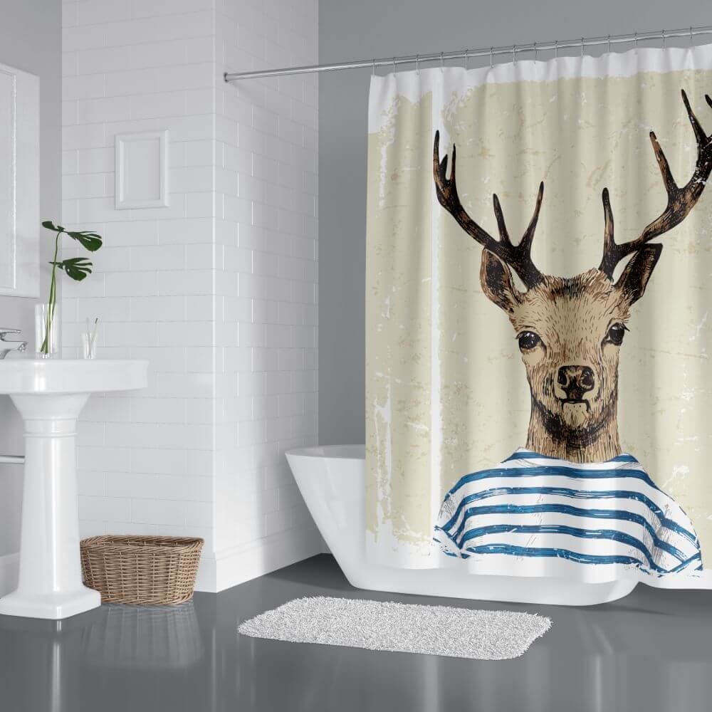 Zavesa za tuš kabine DEAR 180x200 cm | Vodoodporna tekstilna kopalniška zavesa za prho + 12 plastičnih obročev - slika 3