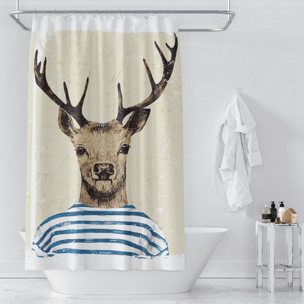 Zavesa za tuš kabine DEAR 180x200 cm | Vodoodporna tekstilna kopalniška zavesa za prho + 12 plastičnih obročev - slika 4