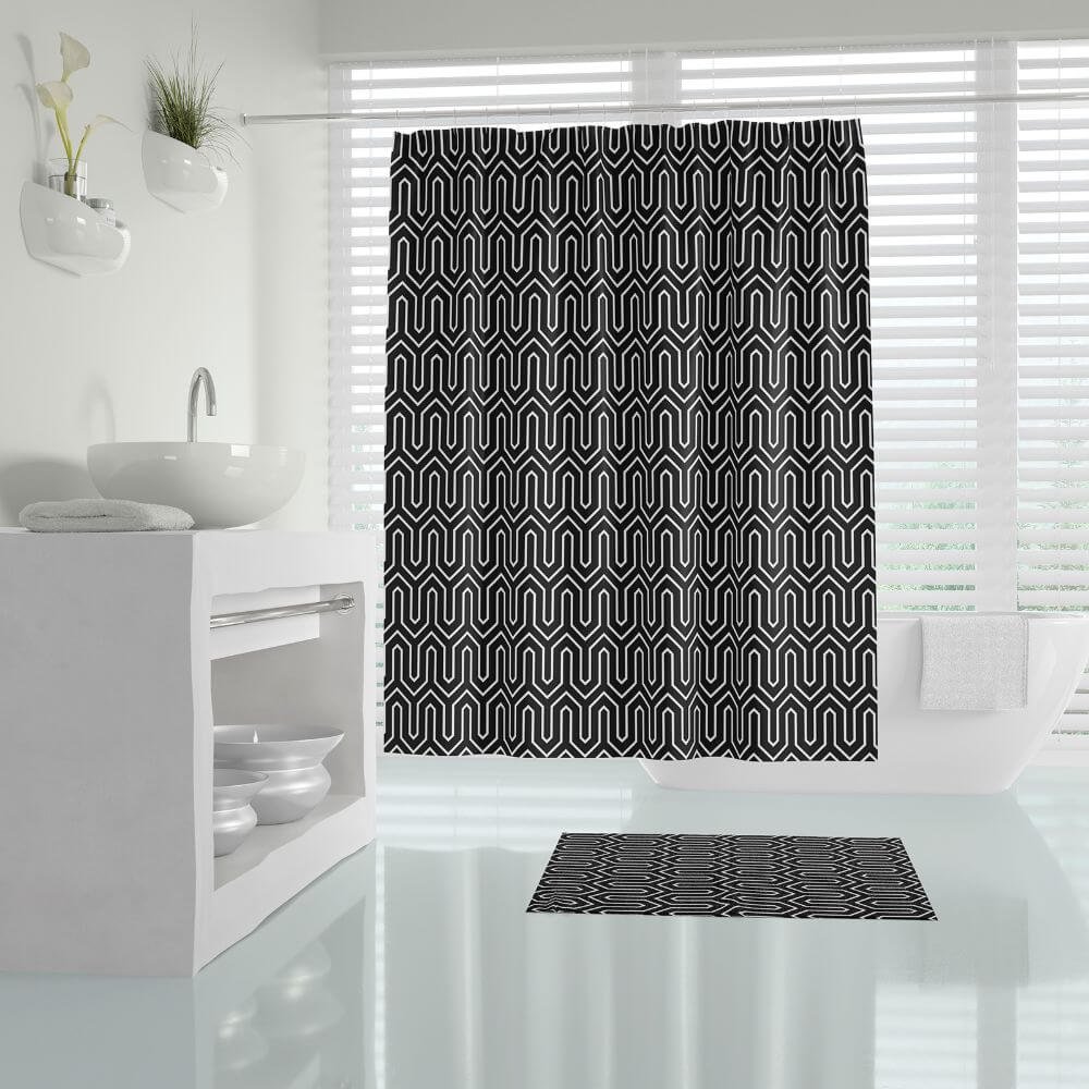 Zavesa za tuš kabine ETHNIC 180x200 cm | Vodoodporna tekstilna kopalniška zavesa za prho + 12 plastičnih obročev - slika 2