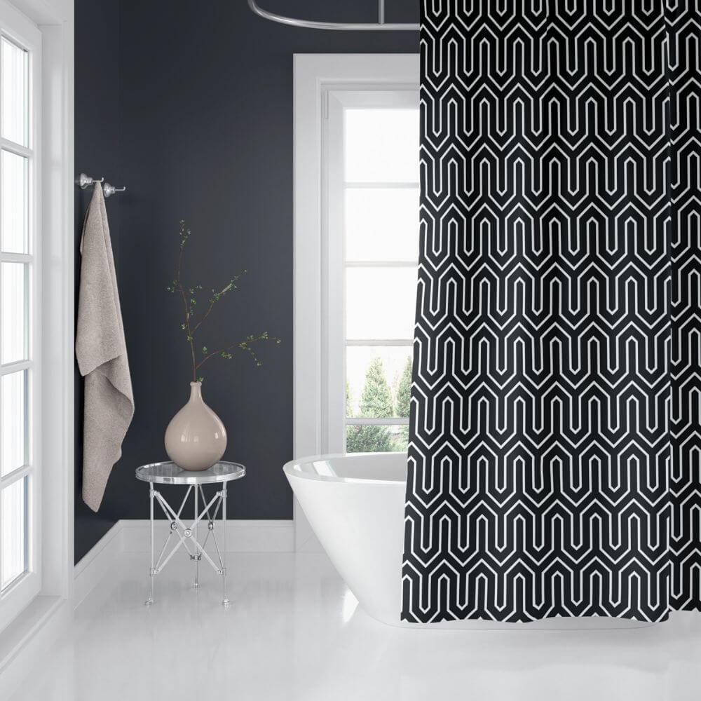 Zavesa za tuš kabine ETHNIC 180x200 cm | Vodoodporna tekstilna kopalniška zavesa za prho + 12 plastičnih obročev - slika 3