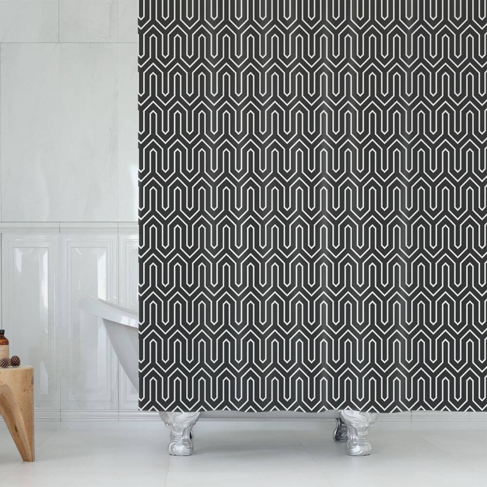 Zavesa za tuš kabine ETHNIC 180x200 cm | Vodoodporna tekstilna kopalniška zavesa za prho + 12 plastičnih obročev - slika 4