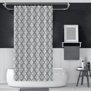 Zavesa za tuš kabine MOROCCO 180x200 cm | Vodoodporna tekstilna kopalniška zavesa za prho + 12 plastičnih obročev